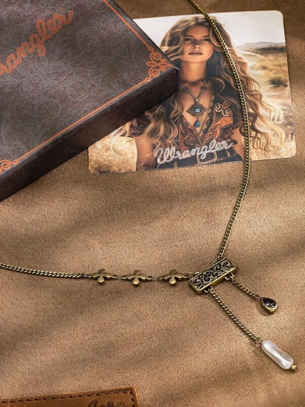 Women TeardropGold Western Gold Plated Wrangler Heart Turquoise Pendant Necklace